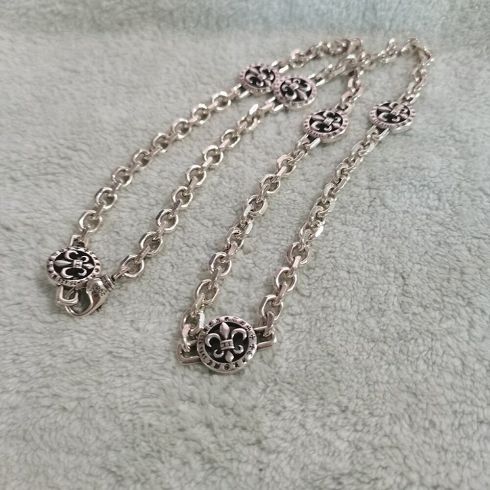 Chrome Hearts Sterling Silver Round Anchor Necklace